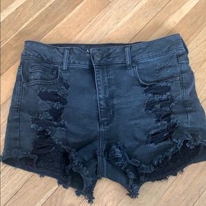 black high-rise Shortie shorts